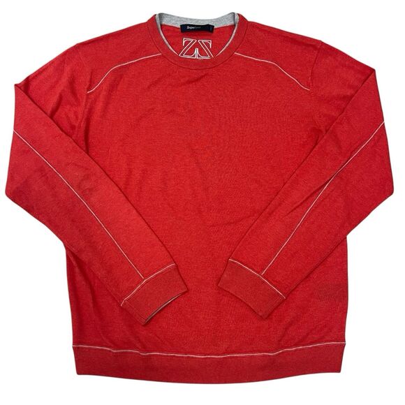 Zegna Sport Sweater Cotton Cashmere Blend Crew Long Sleeve Coral Men’s Size XXL